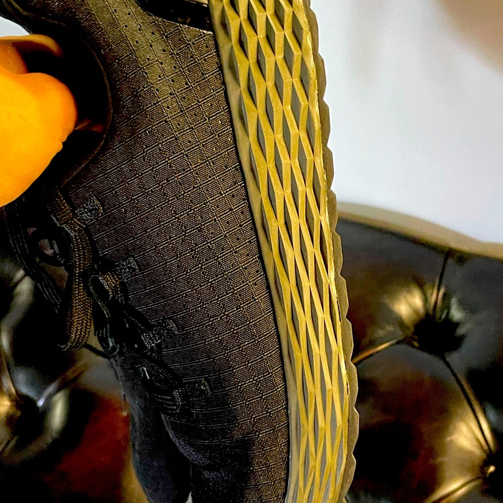 NOBULL Black Knit Sneaker with Olive-Green Sole